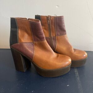 Brown Patchwork Steve Madden Platform Boot